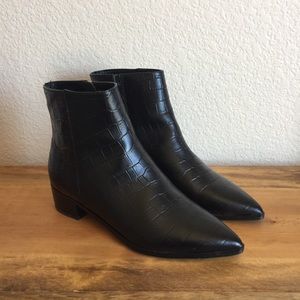 Tony Bianco Black Croc Leather Pointed Toe Boots